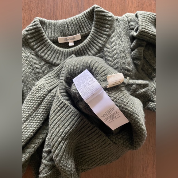 Madewell Green Hollydene Ruffle-Shoulder Pullover Knit Sweater - Size XXS - Picture 6 of 11